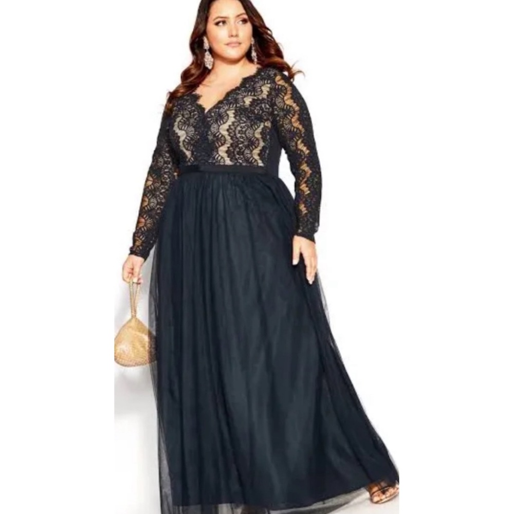 Gorgeous Black Lace & Tulle Midi Dress